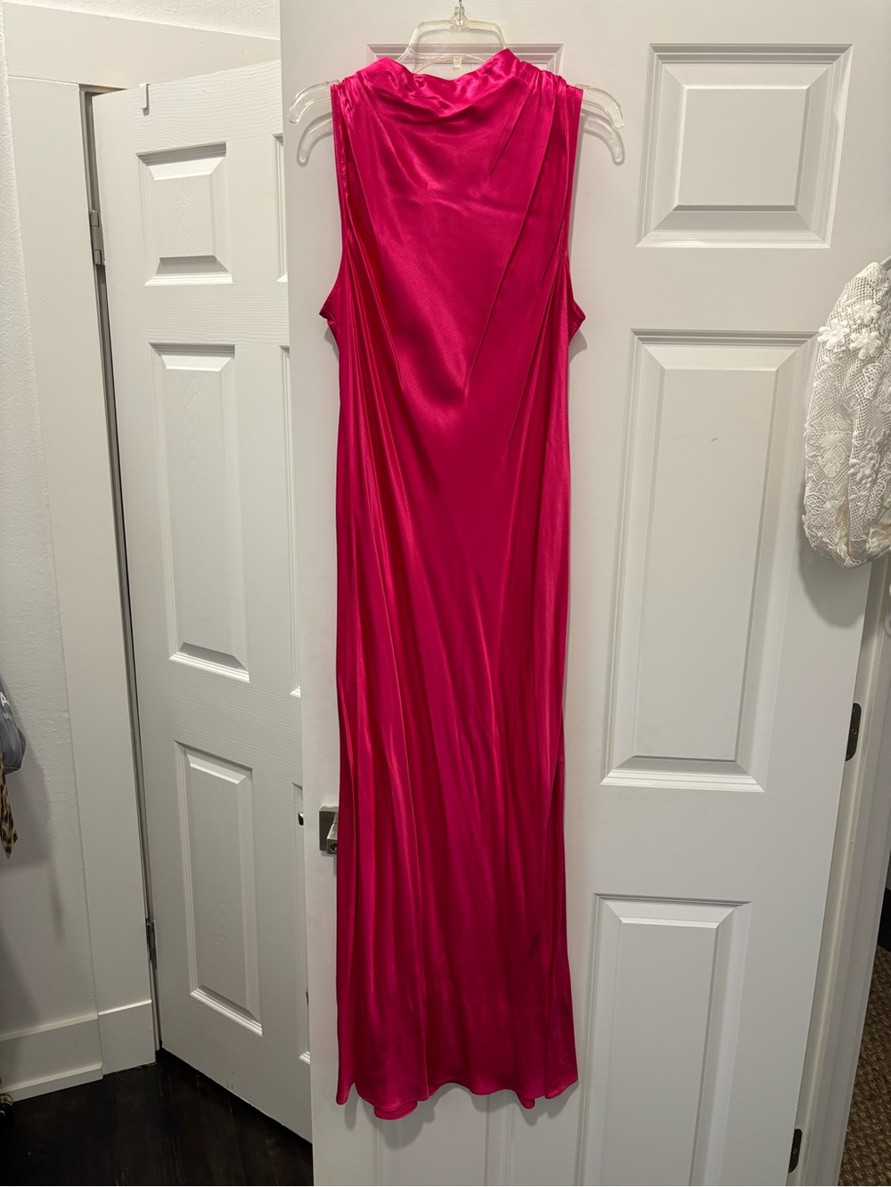 RAILS Sleeveless Hot Pink Satin Maxi Dress